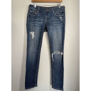 Vigoss The Thompson Tomboy Skinny Jeans Size 29/27‎ Blue Stretch Denim Low Rise